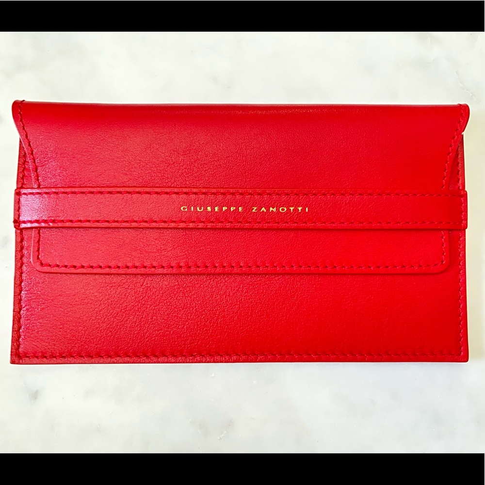 GIUSEPPE ZANOTTI 
MINI WRISTLET NWOT
RED LEATHER POUCH